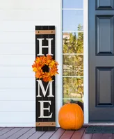 Glitzhome 42"H Wooden Home Porch Sign with Changable wreathes(Spring/ Fall/ Christmas)