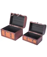 Vintiquewise Decorative Leather Treasure Boxes, Set of 2