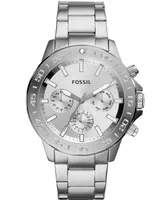 Fossil Men's Bannon Multifunction Stainless Steel Silver-Tone Bracelet Watch 45mm - Silver