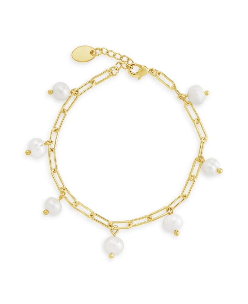 Women's Dangling Pearl Linked Plated Bracelet