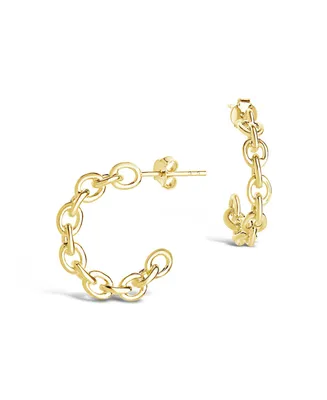 Women's Delicate Chain 14K Gold Plated Hoop Earrings - Gold