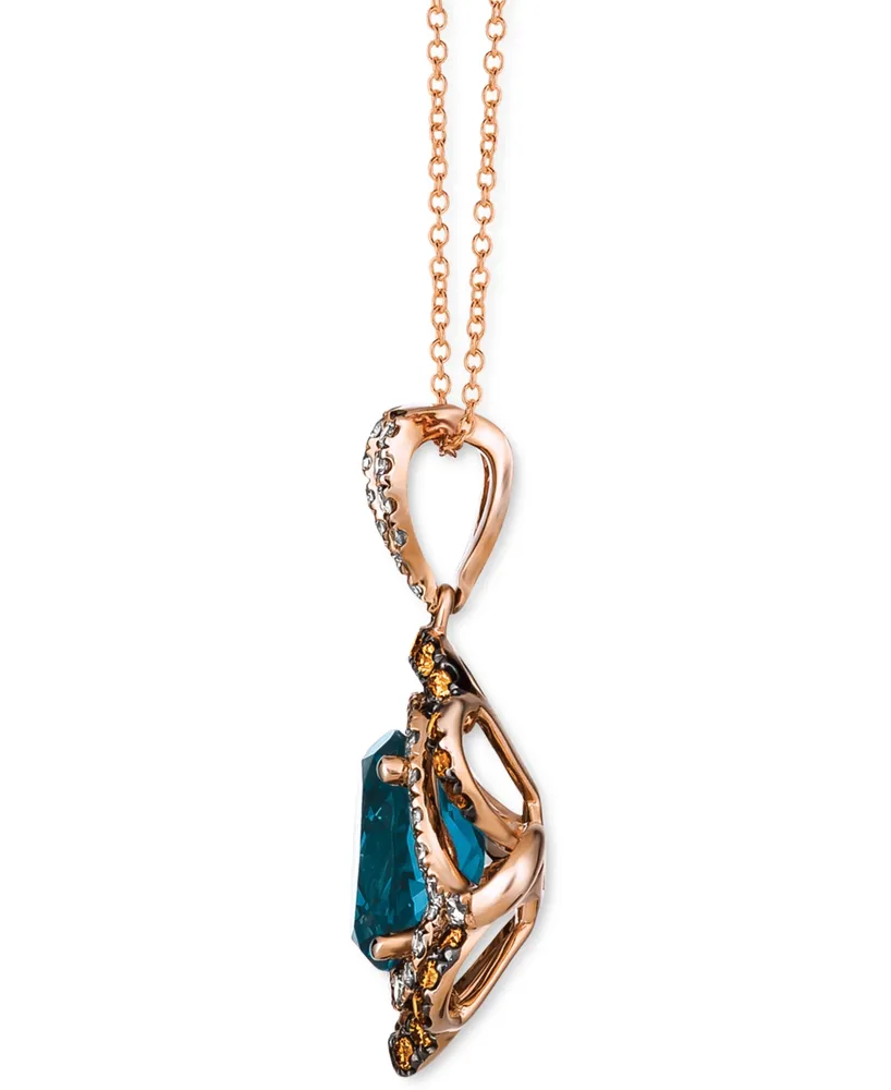 Le Vian Deep Sea Blue Topaz (3 ct. t.w.) & Diamond (3/4 ct. t.w.) 18" Pendant Necklace in 14k Rose Gold