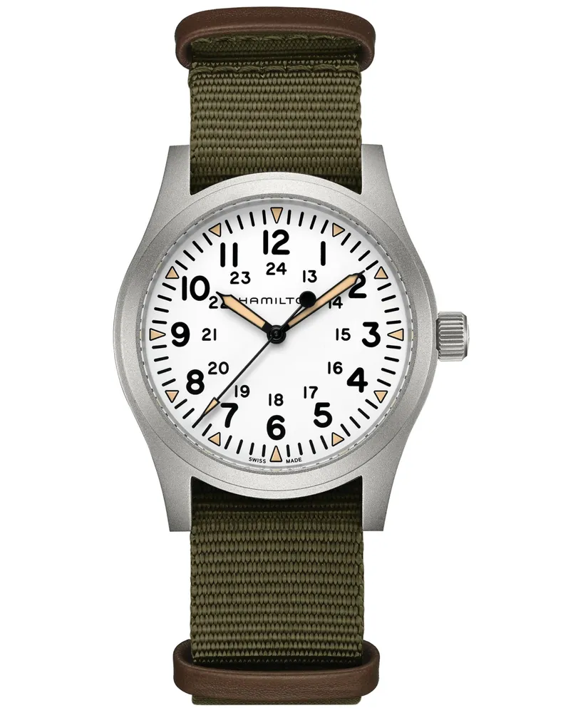 Hamilton Men's Swiss Khaki Field Green Textile Strap Watch 42mm