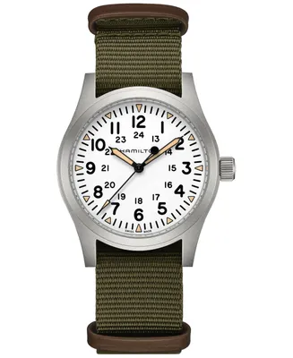 Hamilton Men's Swiss Khaki Field Green Textile Strap Watch 42mm