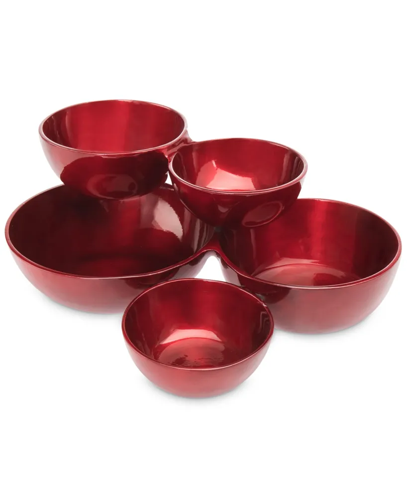 Godinger Red Cluster Serving Bowls, Set of 5