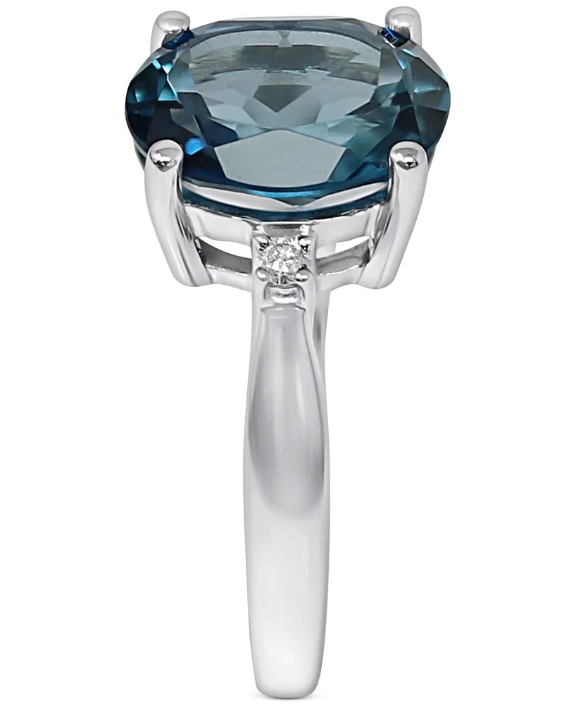London Blue Topaz (3-3/4 ct. t.w.) & Diamond (1/20 ct. t.w.) Ring in 14k White Gold