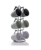 Elama Diamond Waves Mug Set with Stand, 6 Pieces