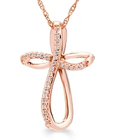 Diamond Open Cross Pendant Necklace (1/20 ct. t.w.) 14K Yellow, White or Rose Gold