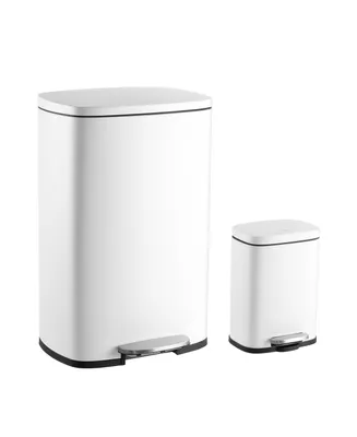 Connor Rectangular Trash Can with Soft-Close Lid and Free Mini Trash Can, Set of 2