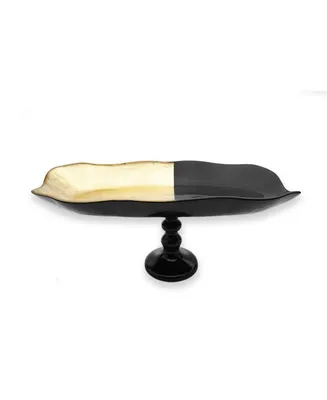 16" Large Footed Tray - Black, Gold