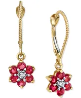 Ruby (1-1/5 ct. t.w.) & Diamond Accent Floral Drop Earrings in 14k Gold