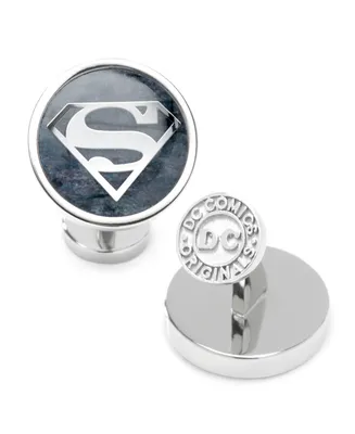 Dc Comics Men's Superman Gemstone Cufflinks - Silver
