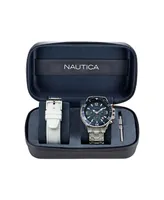 Nautica Men's Analog Silver-Tone Stainless Steel Bracelet Watch 49 mm - Silver