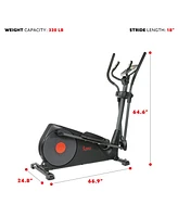 Sunny Health & Fitness Pre-Programmed Elliptical Trainer w/ Device Holder, Heart Rate Monitor, High Weight Capacity, Sf-E320001