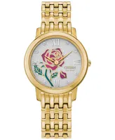 Disney by Citizen Eco-Drive Women's Belle Gold-Tone Stainless Steel Bracelet Watch 30mm - Gold