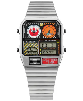 Star Wars by Citizen Rebel Pilot Analog-Digital Silver-Tone Stainless Steel Bracelet Watch 33mm - Silver