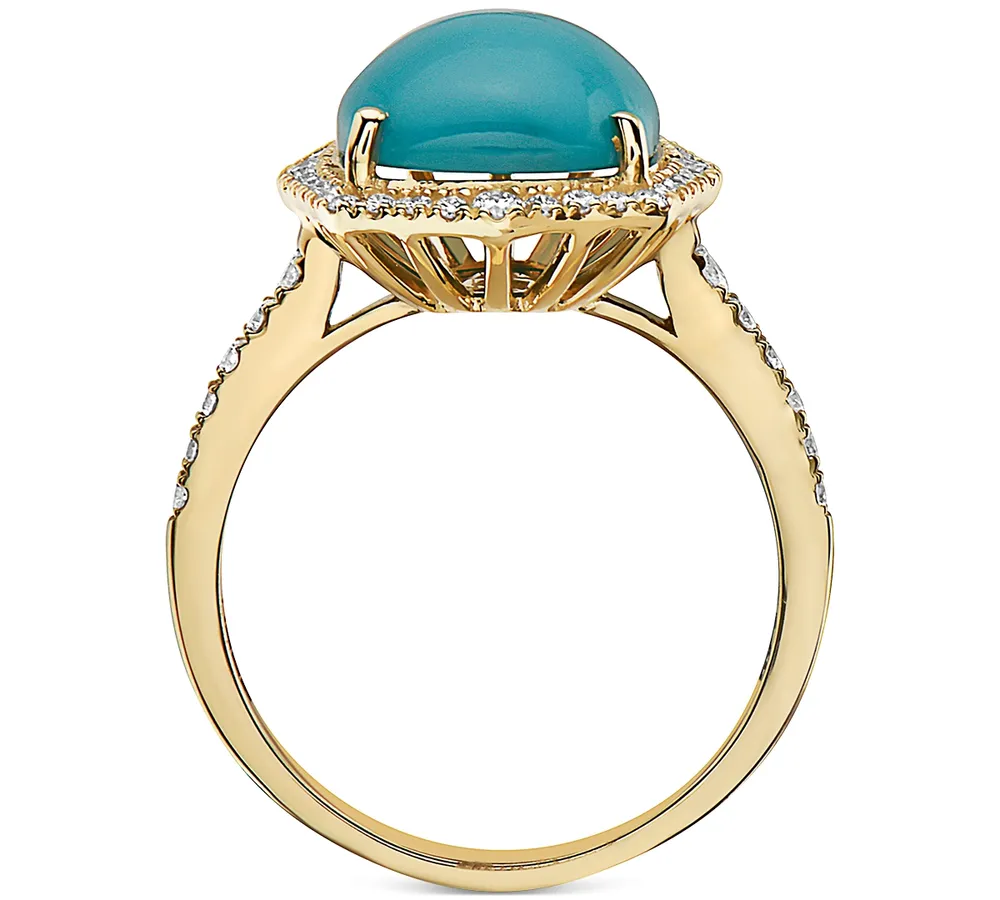 Effy Turquoise & Diamond (3/8 ct. t.w.) Halo Ring in 14k Gold