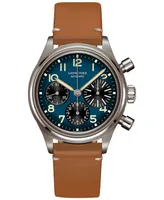 Longines Men's Swiss Automatic Chronograph Avigation BigEye Brown Leather Strap 41mm