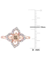 Morganite (1/2 ct. t.w.) and White Topaz (1/4 Rose Gold Plated Silver, Floral Ring