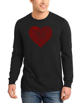 Men's Country Music Heart Word Art Long Sleeve T-shirt