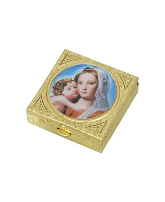 Gold-Tone Square Mother and Child Pillbox