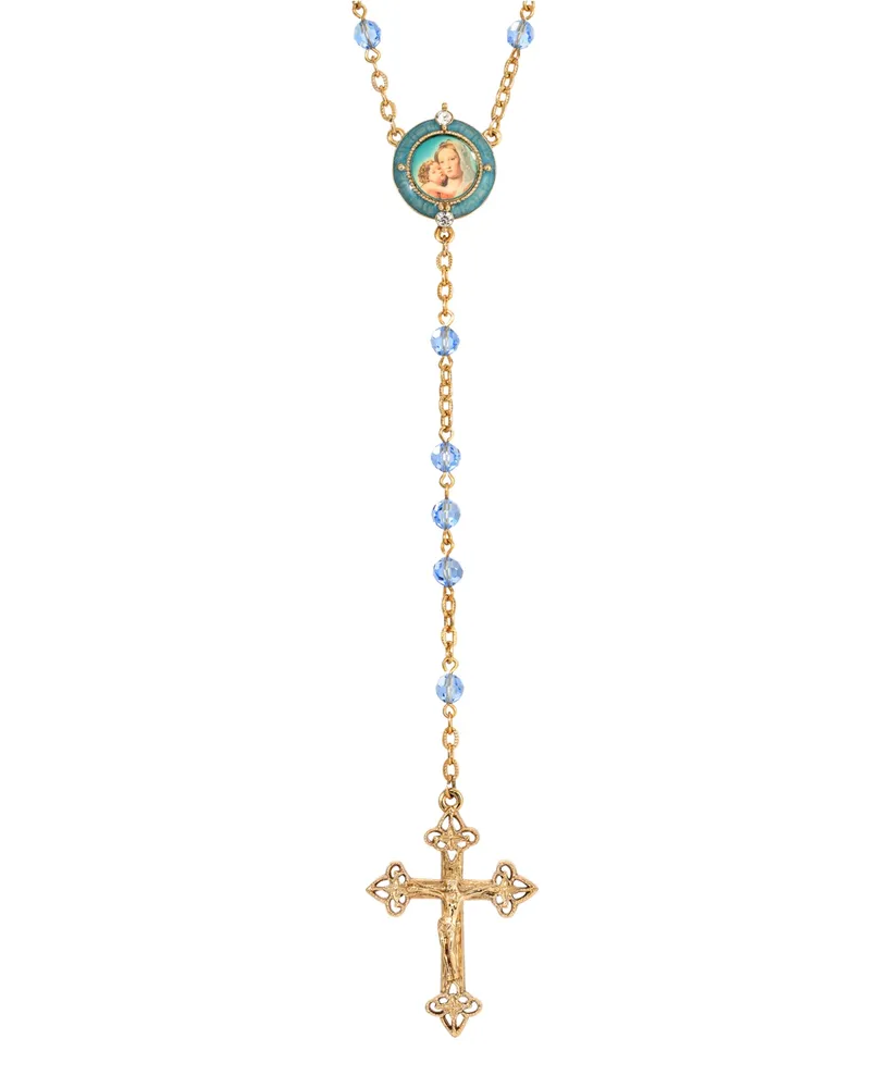 14K Gold-Dipped Mary and Child Decal Beaded Rosary