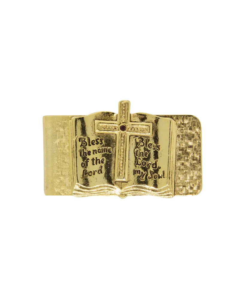 Gold-Tone Open Bible "Bless The Lord" Money Clip
