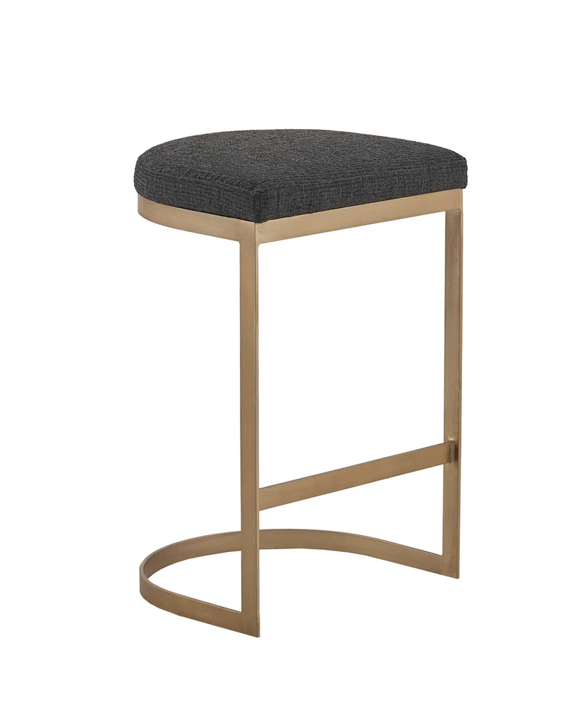 Madison Park Maison 25"H Modern Backless Metal Counter Stool with Cushioned Seat, Fully Assembled - Charcoal, Gold