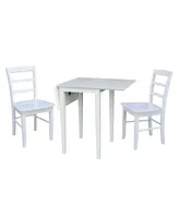 Small Dual Drop Leaf Dining Table with 2 Madrid Ladderback Chairs, 3 Piece Dining Set