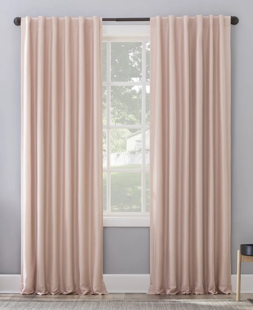 Evelina Faux Dupioni Silk Thermal Extreme 100% Blackout Back Tab Curtain Panel