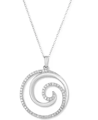 Diamond Spiral 18" Pendant Necklace (1/4 ct. t.w.) in Sterling Silver