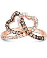 Le Vian Chocolate Diamond (1/4 ct. t.w.) & Nude Interlocking Heart Ring 14k Rose, Yellow or White Gold