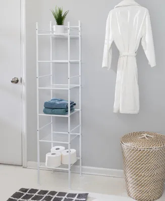 Honey Can Do 6-Tier White Bathroom Storage Shelving Unit