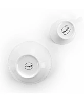 Elama Cara 16 Piece Round Porcelain Dinnerware Set in White