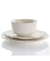 Elama Luna Embossed Scalloped Dinnerware Set of 16 Pieces