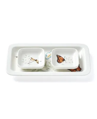 Butterfly Meadow 3 Piece Sushi Plate Bowls Set