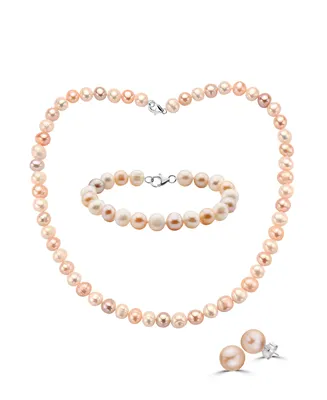 Effy 3-Pc. Set Multicolor Cultured Freshwater Pearl (8mm) Necklace, Bracelet & Stud Earrings