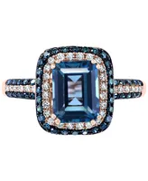 Effy London Blue Topaz (2-1/5 ct. t.w.) & Diamond (1/2 ct. t.w.) Statement Ring in 14k Rose Gold