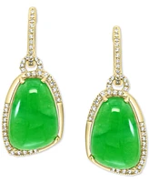 Effy Dyed Green Jade (17x12mm) & Diamond (3/8 ct. t.w.) Drop Earrings in 14k Gold