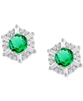 Sapphire (5/8 ct. t.w.) & Diamond (1/10 Stud Earrings 14k White Gold (Also Emerald Ruby)