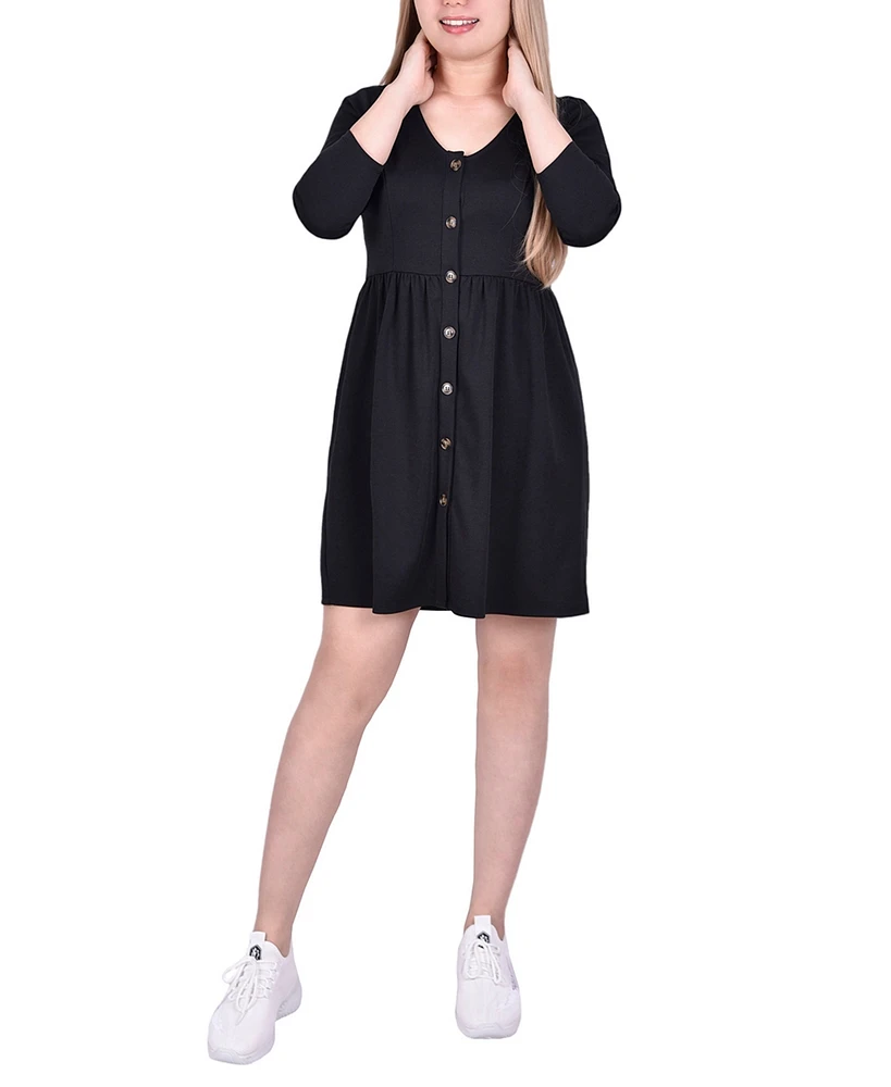 Women's 3/4 Sleeve A Line Ponte Dress