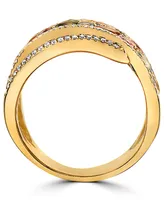 Effy Multi-Gemstone (5-3/4 ct. t.w.) & Diamond (1/3 ct. t.w.) Crossover Wide Statement Ring in 14k Gold