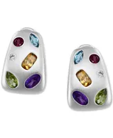 Effy Multi-Gemstone (2 ct. t.w.) & Diamond (1/20 ct. t.w.) Hoop Earrings in Sterling Silver