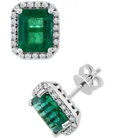 Effy Emerald (4-3/8 ct. t.w.) & Diamond (3/8 ct. t.w.) Stud Earrings in 14k White Gold