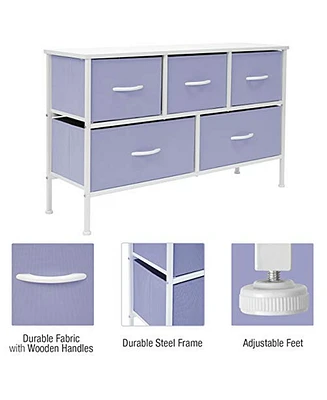 Sorbus 5 Drawers Dresser- Storage Unit with Steel Frame, Wood Top, Fabric Bins - for Bedroom, Closet