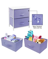 Sorbus Nightstand with 2 Drawers - Steel Frame, Wood Top & Easy Pull Fabric Bins - Great for Home, Bedroom