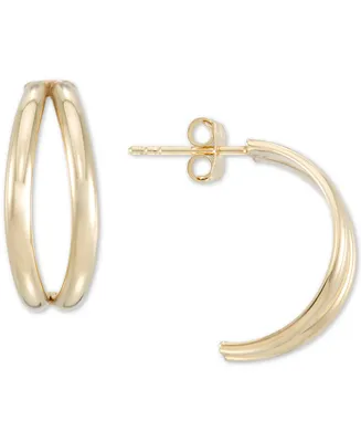 Polished Banana Hoop Earrings in 10k Gold