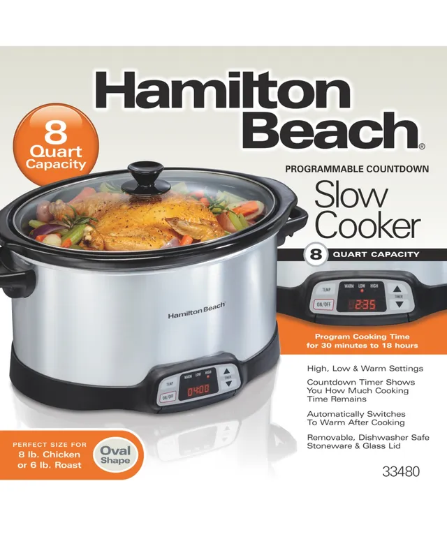 Hamilton Beach 8 Quart Programmable Countdown Slow Cooker, Silver - 33480
