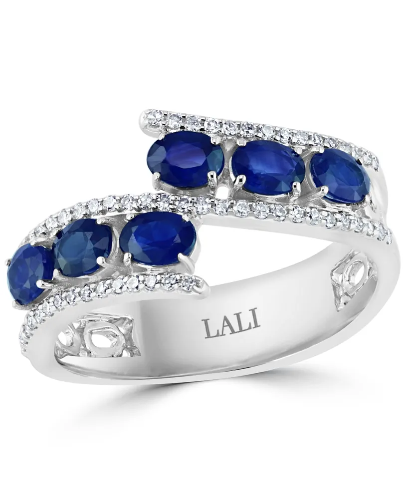 Sapphire (1-1/3 ct. t.w.) & Diamond (1/5 ct. t.w.) Bypass Ring in 14k White Gold