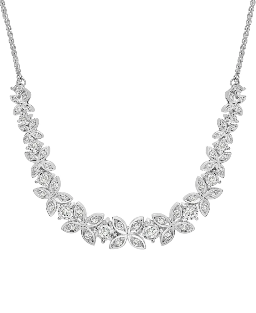 Wrapped in Love Diamond Butterfly Statement Necklace (1 ct. t.w.) in Sterling Silver, 16-1/2" + 2" extender, Created for Macy's
